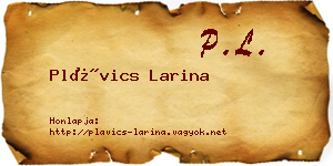 Plávics Larina névjegykártya